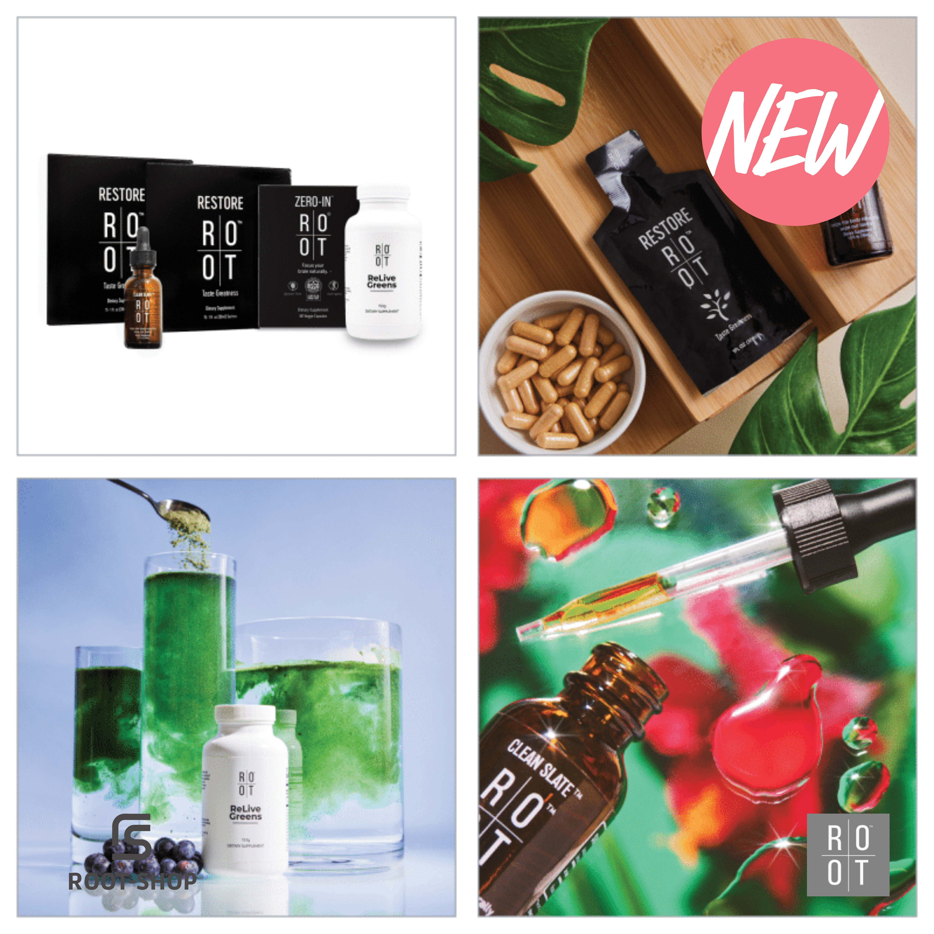 ROOT Dr. Cream Pack | 1x Clean Slate | 1x Zero In | 2x Restore | 1x Relive Greens