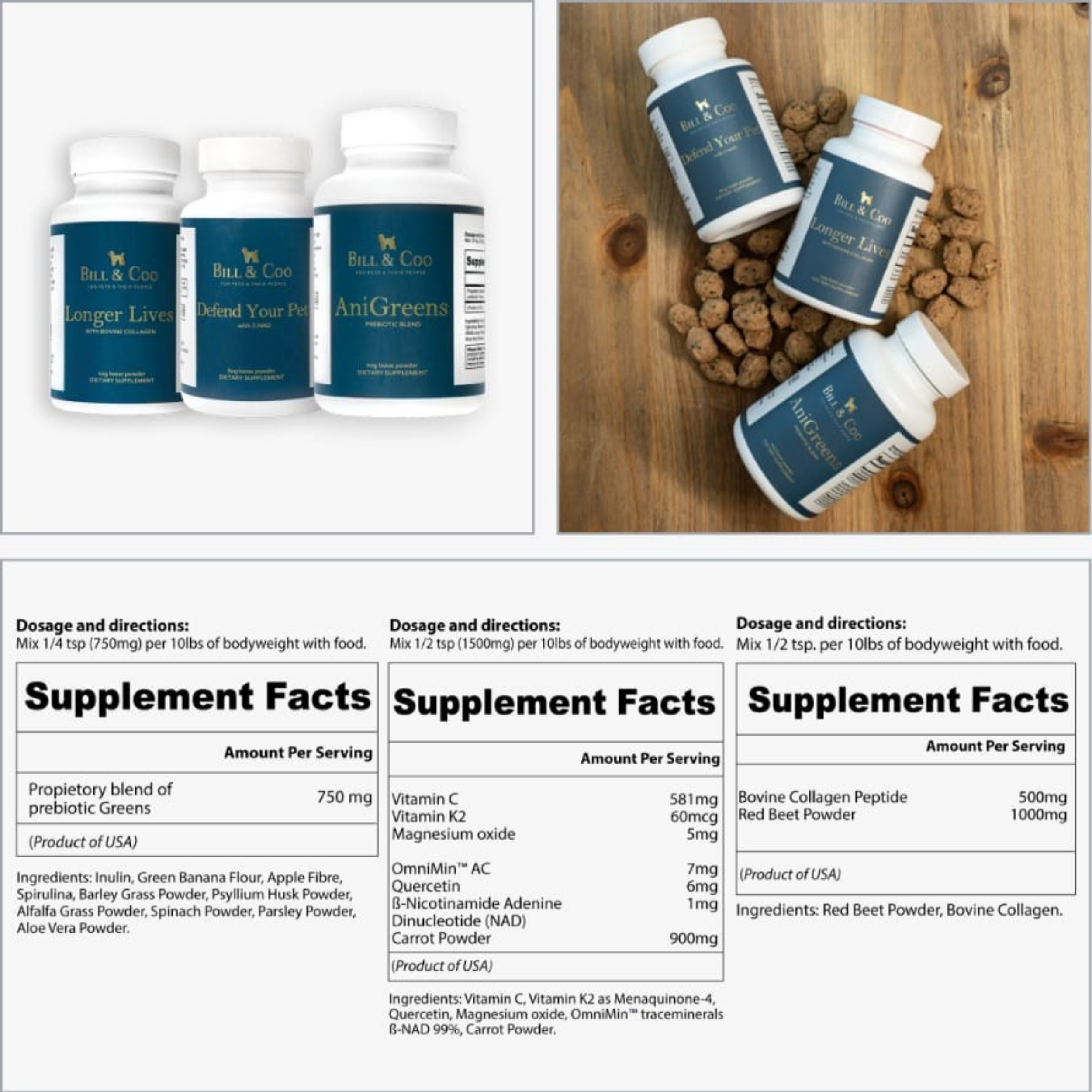 BILL & COO Power Pack: 1x AniGreens, 1x Longer Lives, 1x Defend your Pet