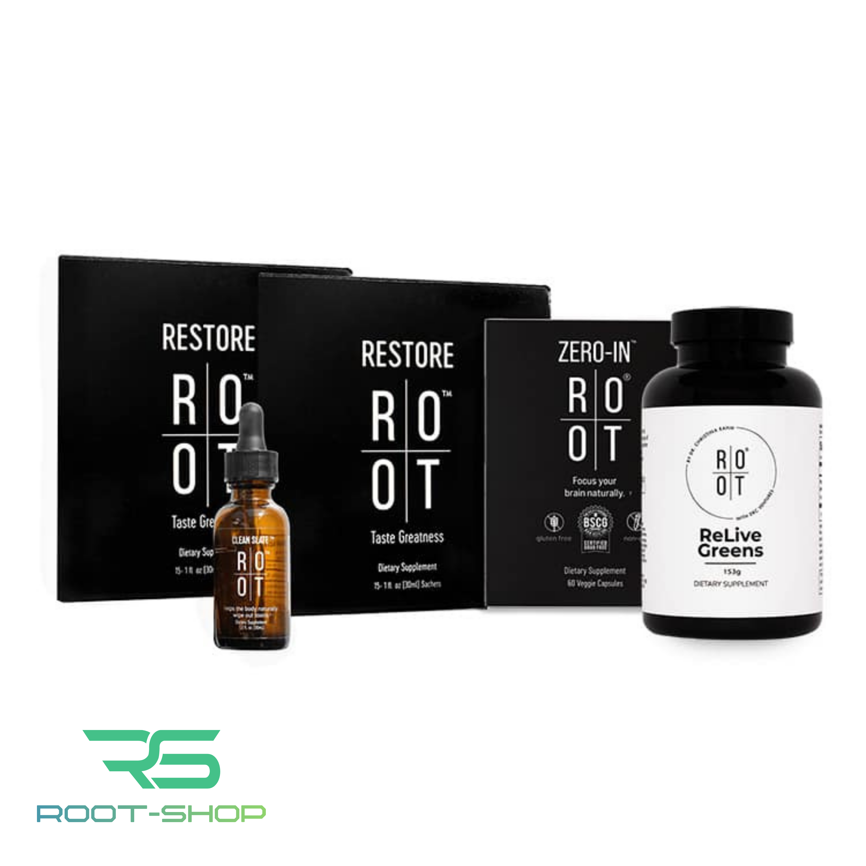 ROOT Dr. Cream Pack | 1x Clean Slate | 1x Zero In | 2x Restore | 1x Relive Greens