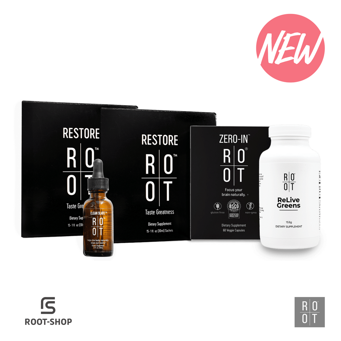 ROOT Dr. Rahm Pack | 1x Clean Slate | 1x Zero-In | 2x Restore | 1x Relive Greens